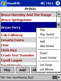 VisualMR browsing artists (context menu)