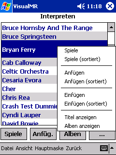 VisualMR mit Interpreten (Kontextmen)