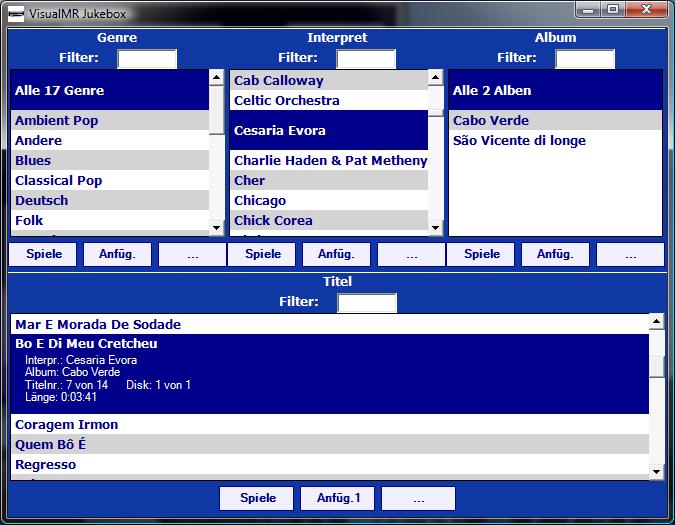VisualMR Jukebox Fenster (PC)