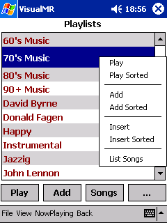 VisualMR with playlists and context menu