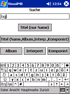 VisualMR-Suche (PocketPC)